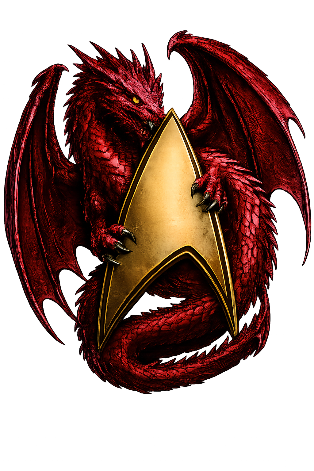 USS Maelgwn emblem — red dragon with Starfleet delta